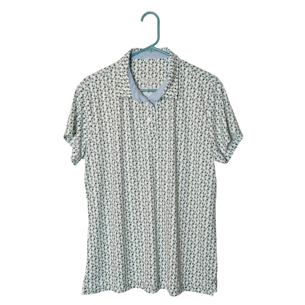 Swannies Tori Green Floral Clover Golf Polo Shirt 2X Pickleball Tennis Prep